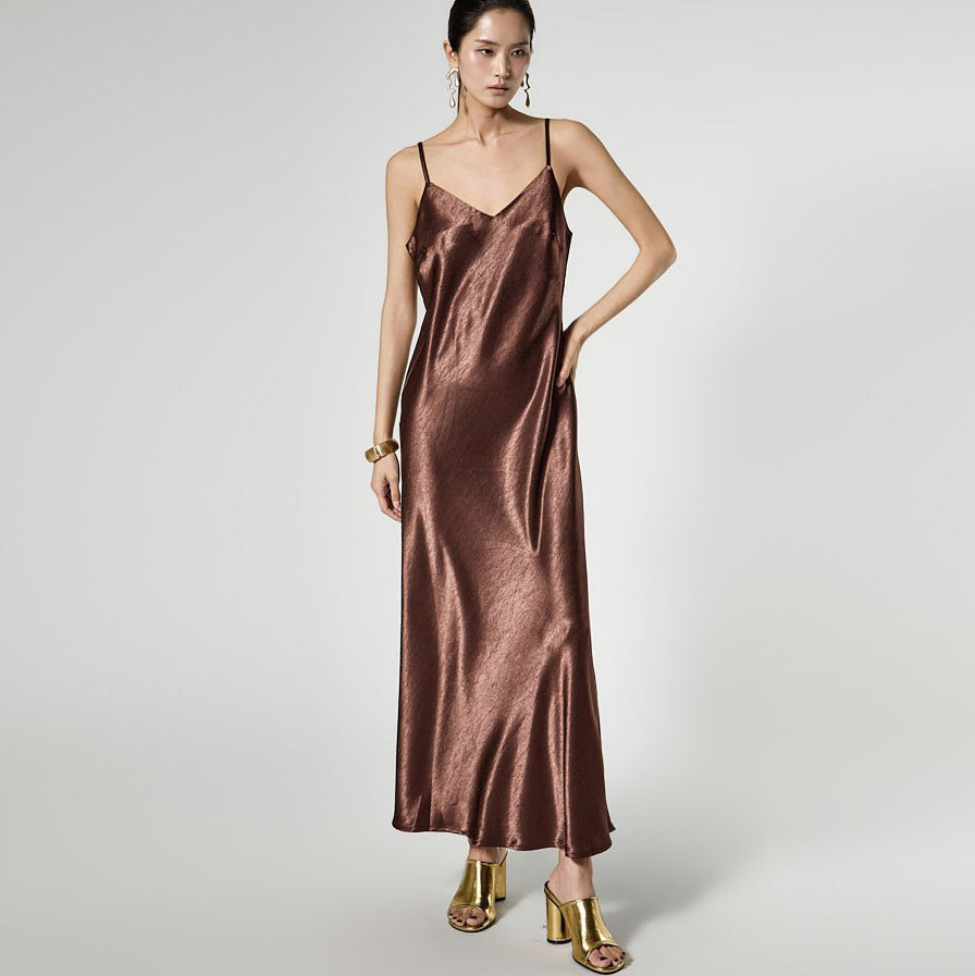 D5536 光沢スリップドレス