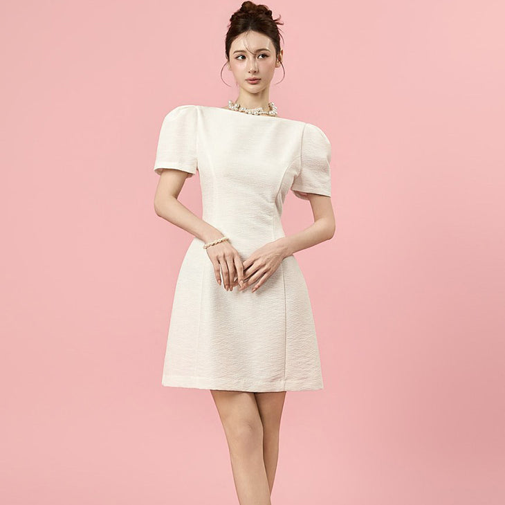 D5548 Boat Neck Mini Dress