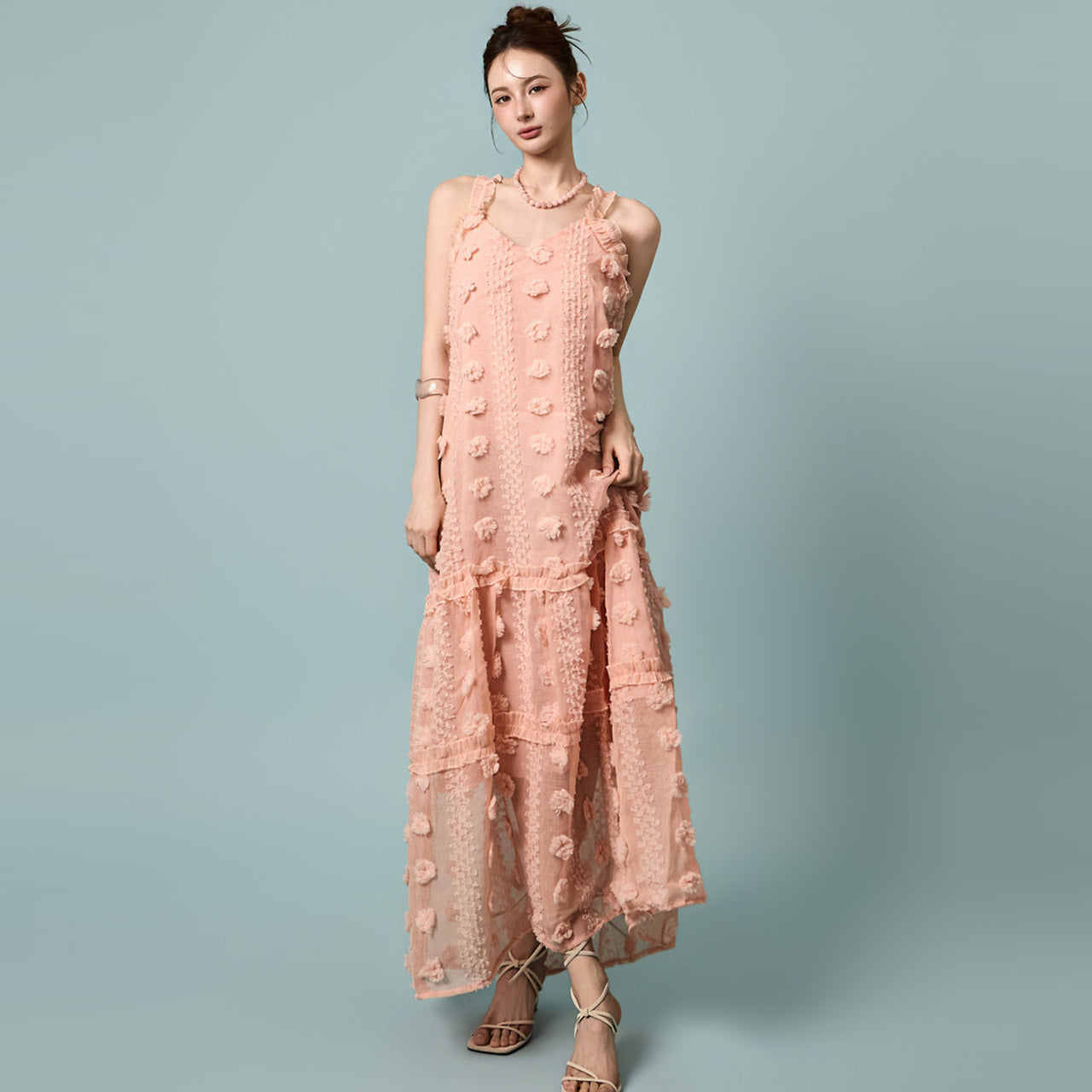 D5549 Flower Chiffon Dress