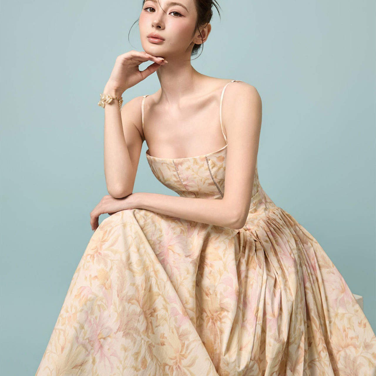D5550 Floral Bustier Dress