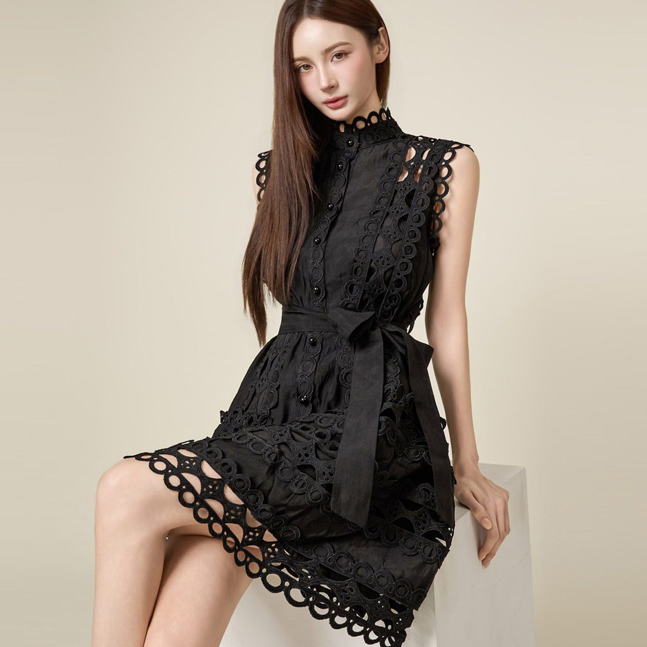 D5628 ストラップセットパンチングドレス