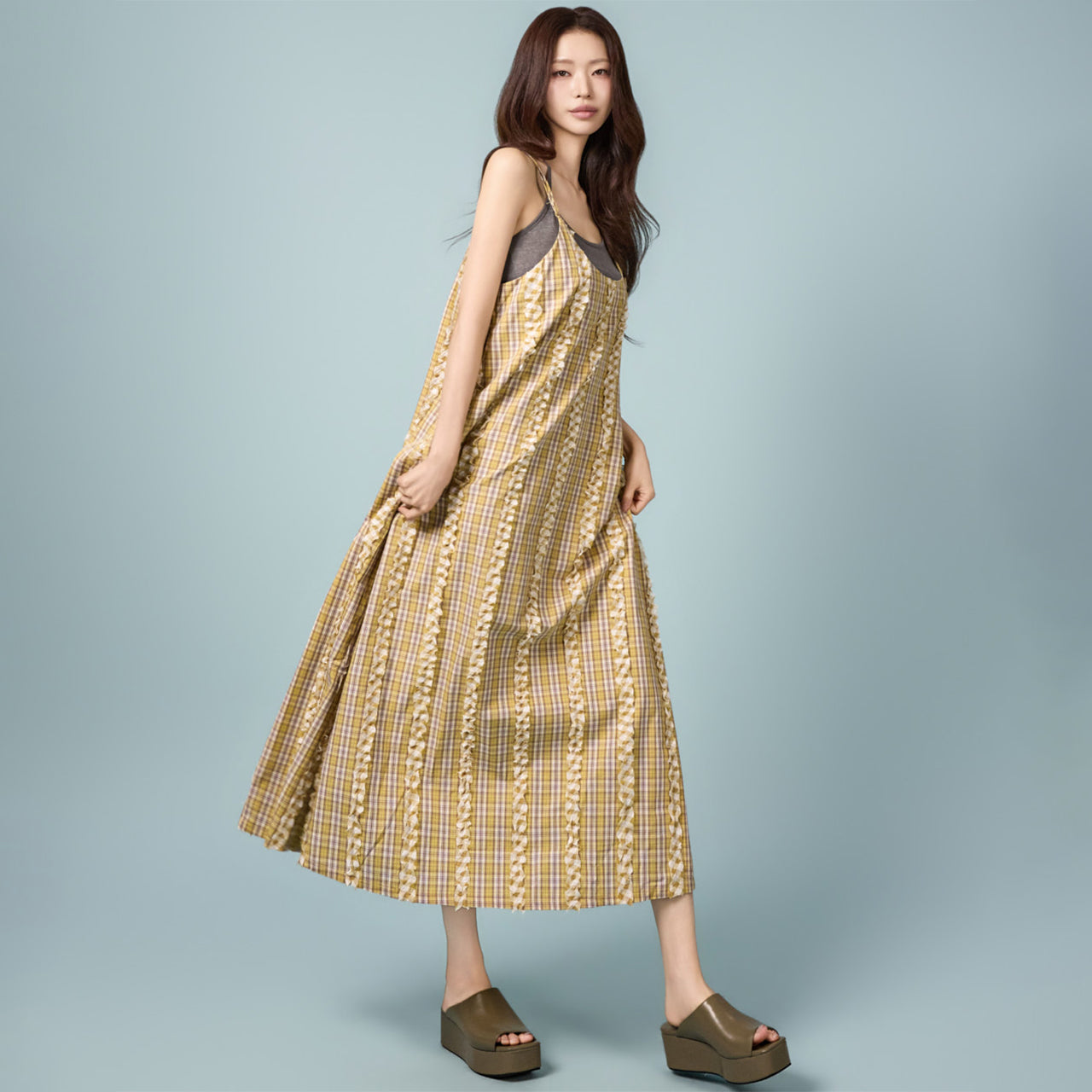 D5662 Check Sleeveless Dress