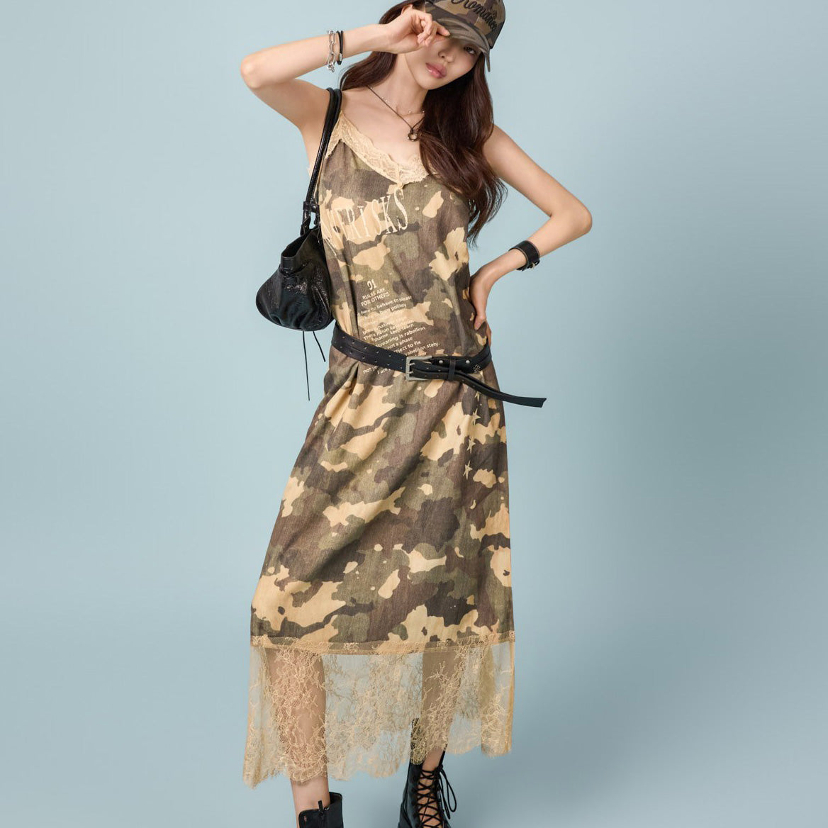 D5668 カモフラージュレースドレス