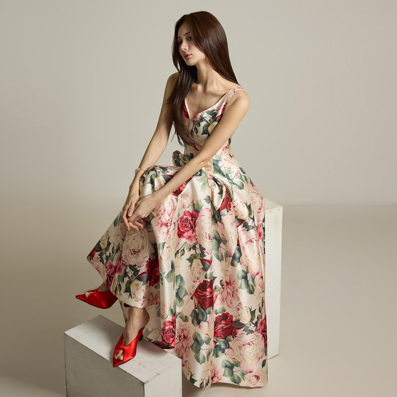 D9538 Floral Patterned Dress