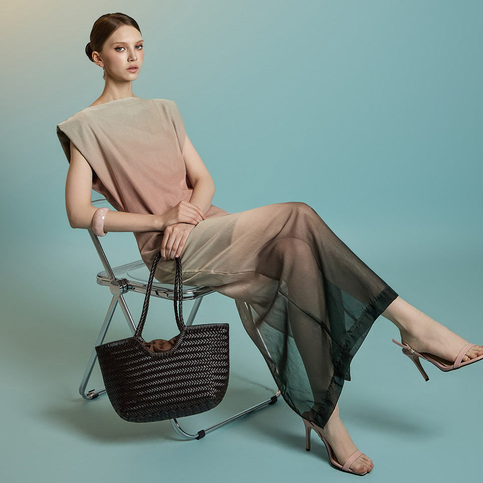 D9555 グラデーション シアー ドレス