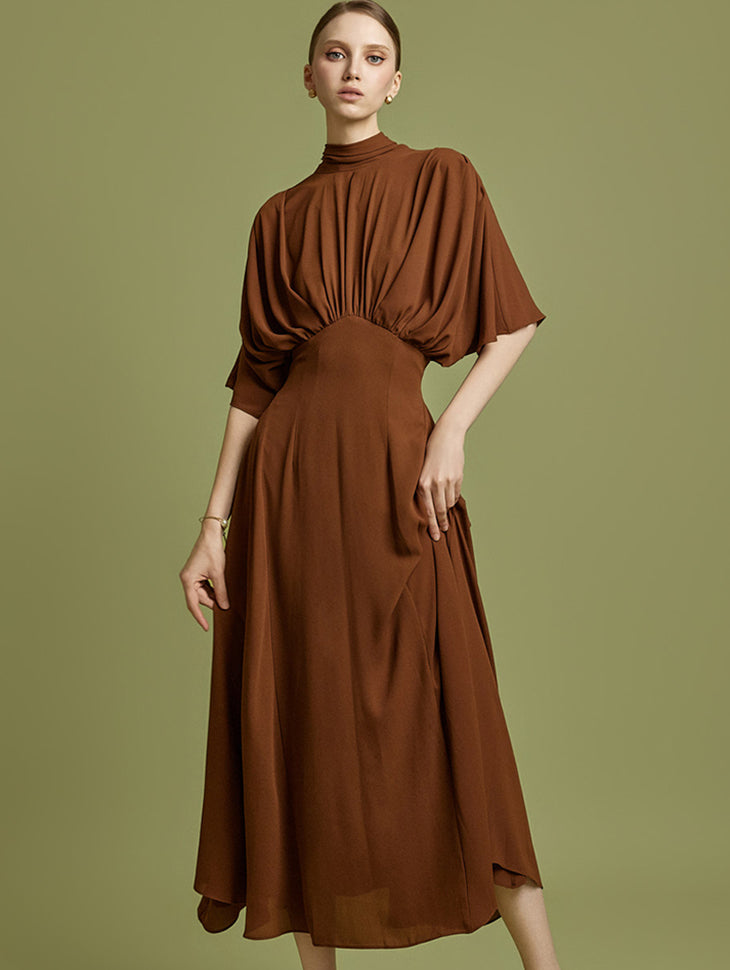 D9556 Shirring Dress with Scraf