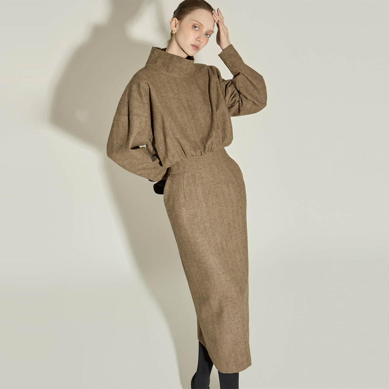 D9574 High-Neck Wool Dress