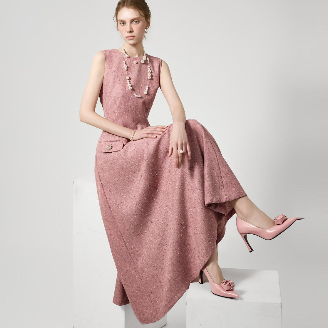 D9595 ノースリーブフレアドレス