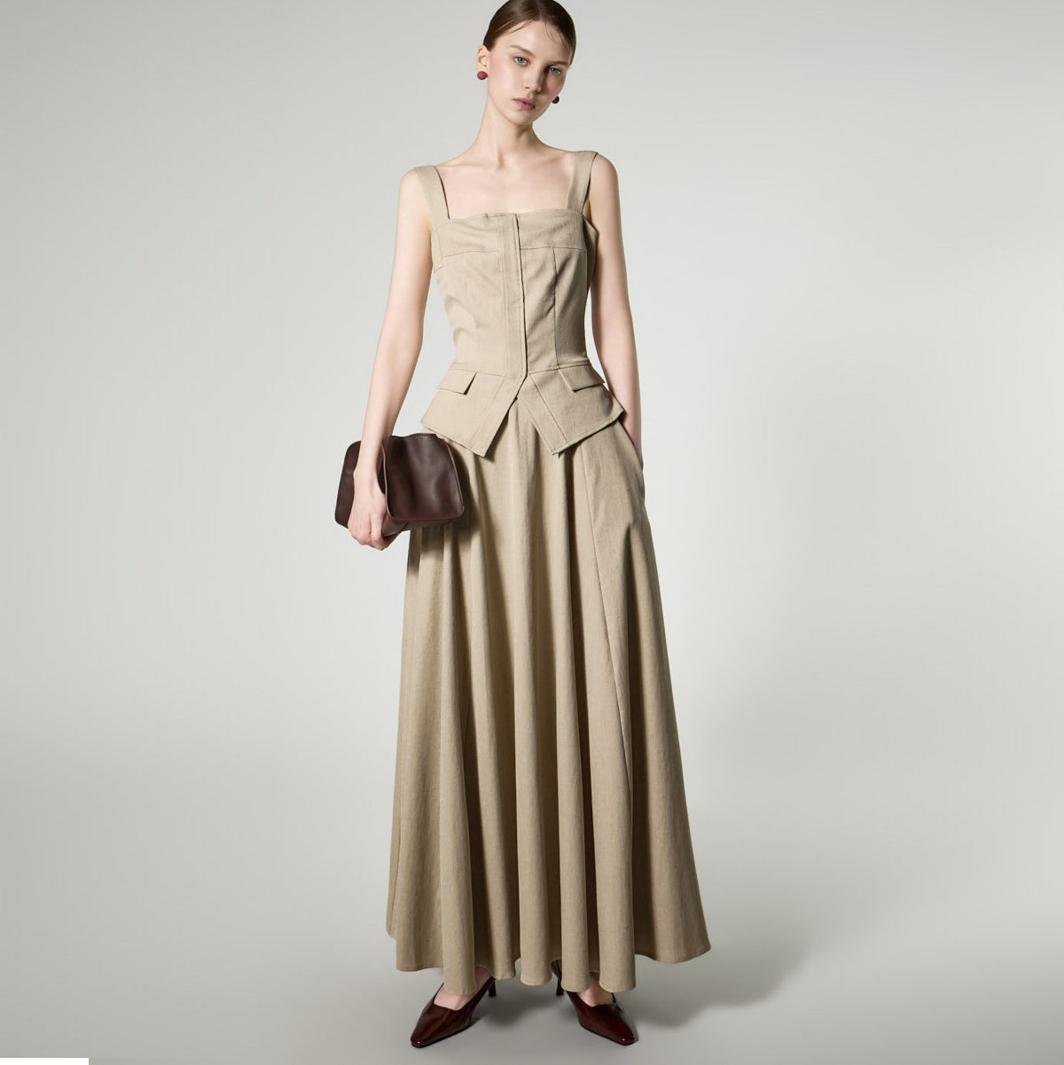 D9597 Corset Line Flare Dress