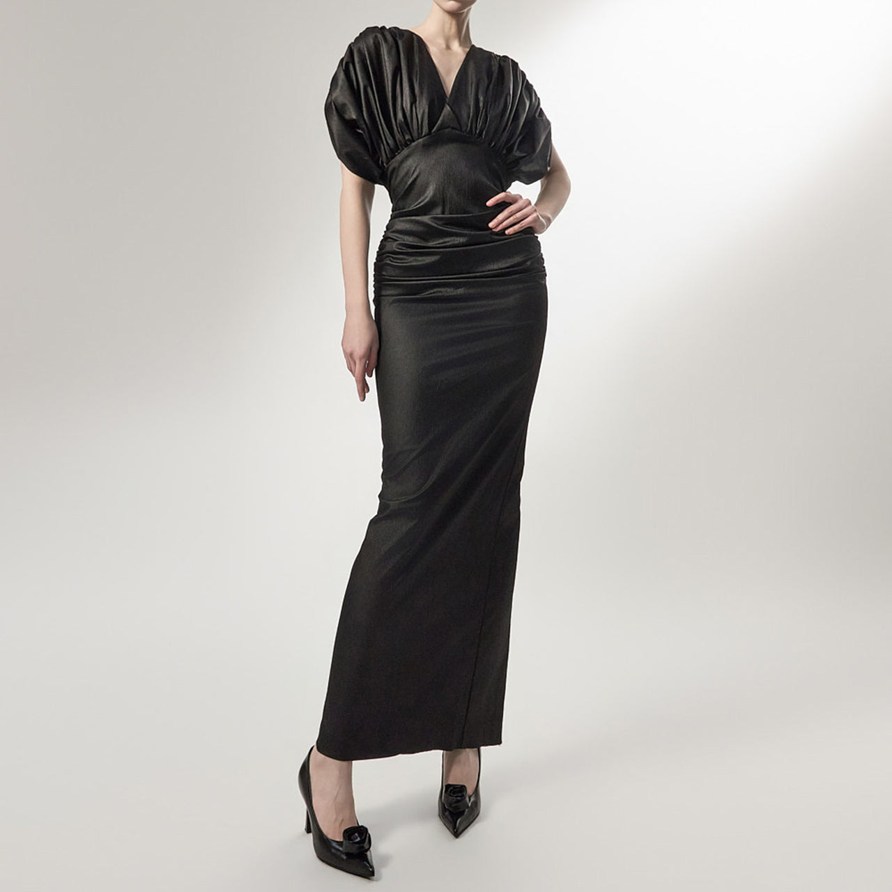 D9603 Drape V-Neck Dress