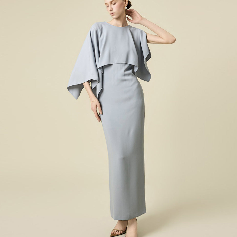 D9616 Cape Layered Dress