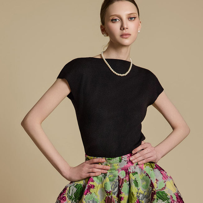 E3783 Cap Sleeve Knit Top