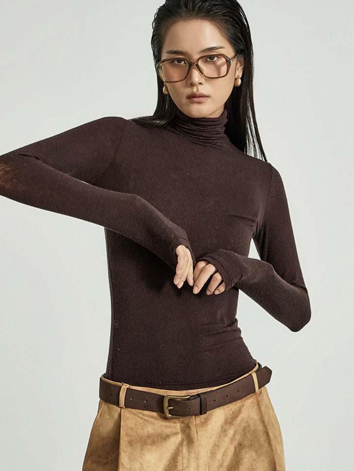 E4027 Wool  Turtleneck Top