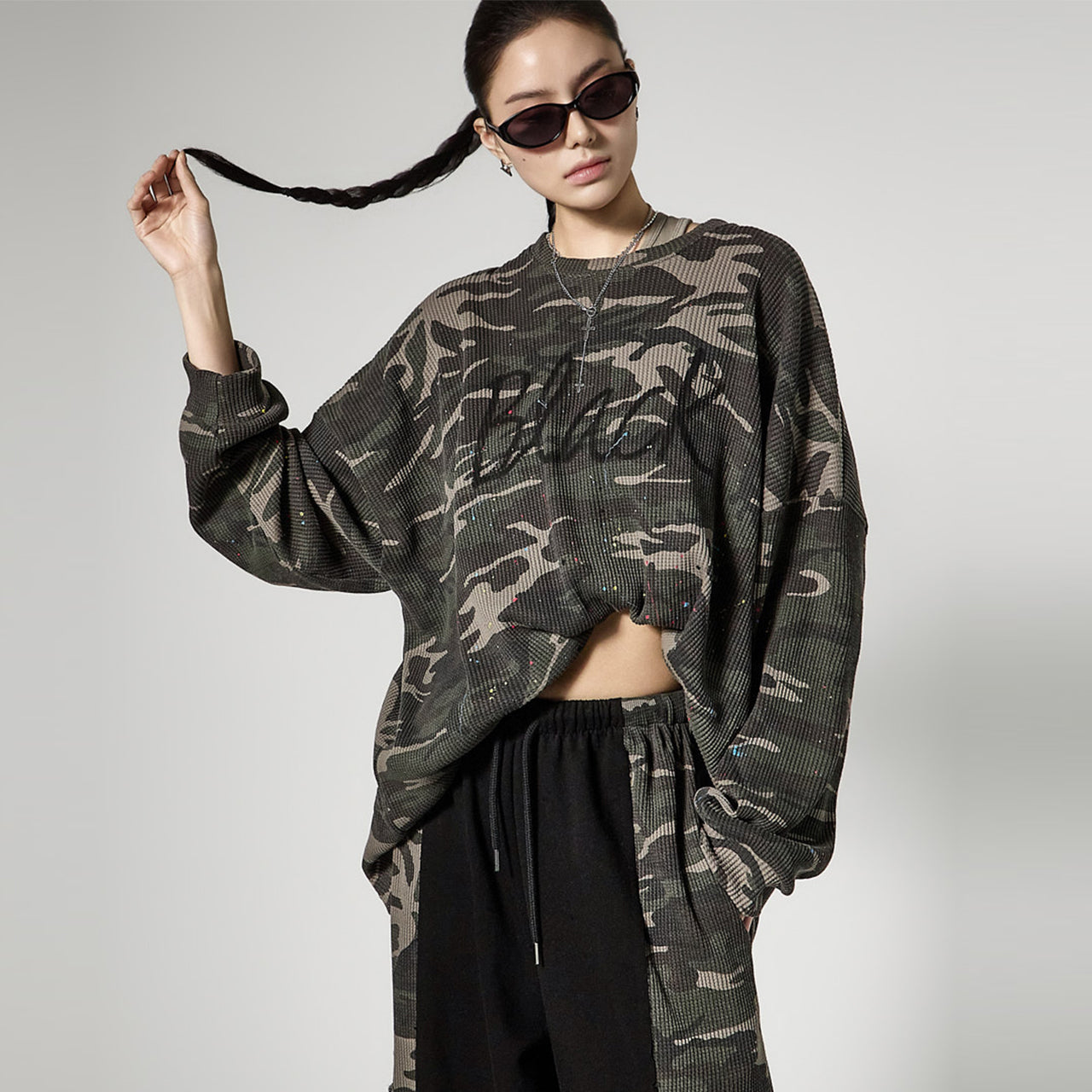 E4145 Camo Lettering Top