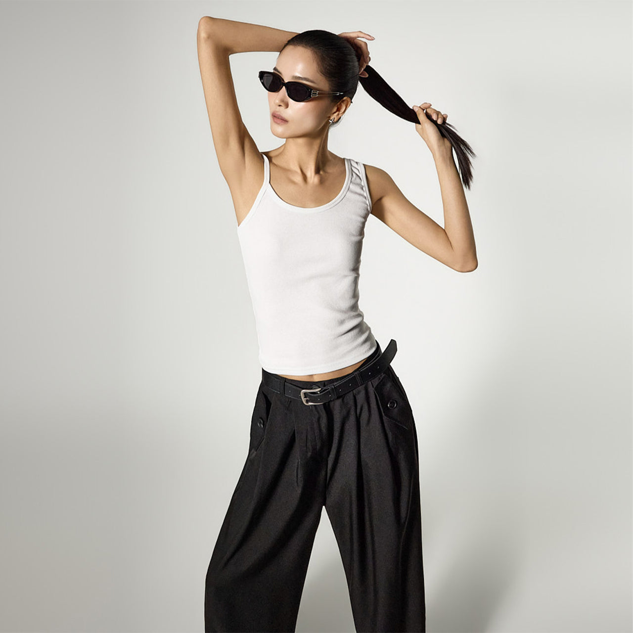 E4192 Asymmetrical Sleeveless Top