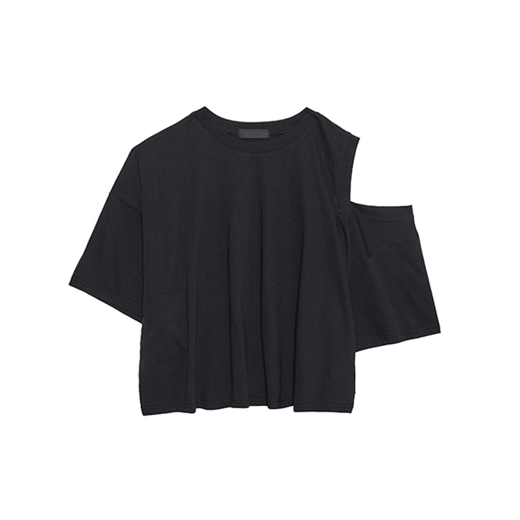 E4271 Asymmetrical Off-Shoulder Crop Top