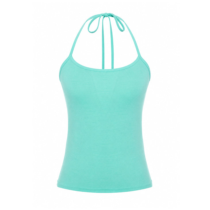 E4321 Halter Pigment Sleeveless Top