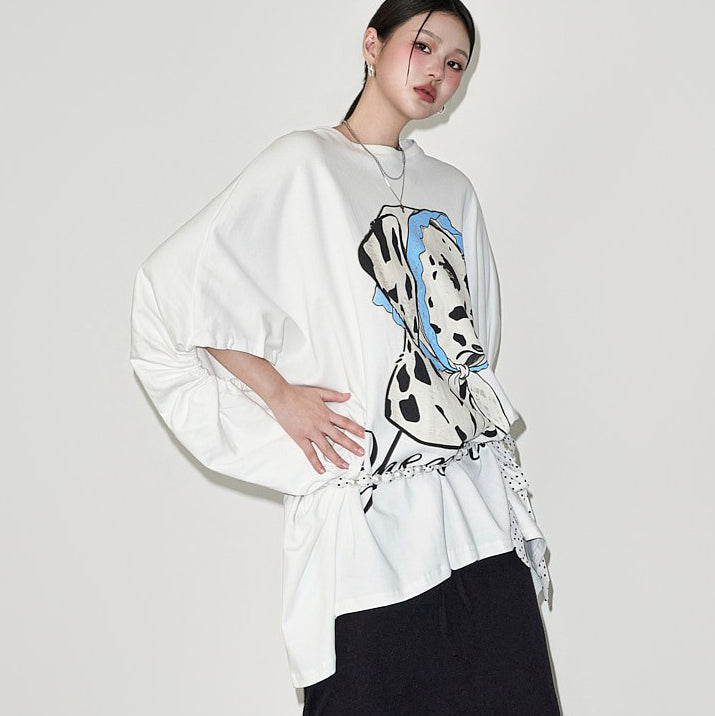 E4381 Balloon Sleeve Print Top