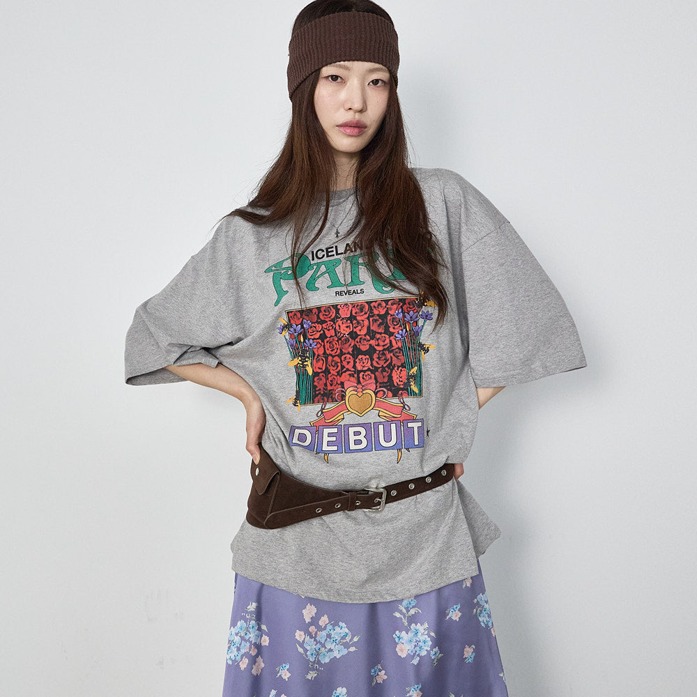 E4384 ヴィンテージプリントトップス