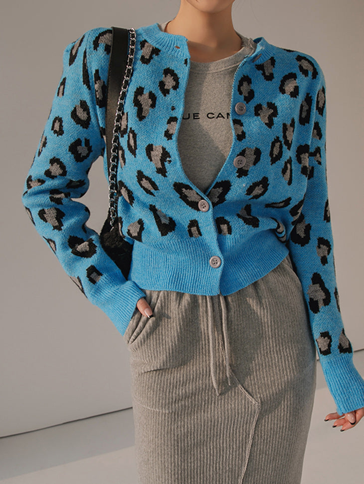 J1422 Leopard Knit Cardigan