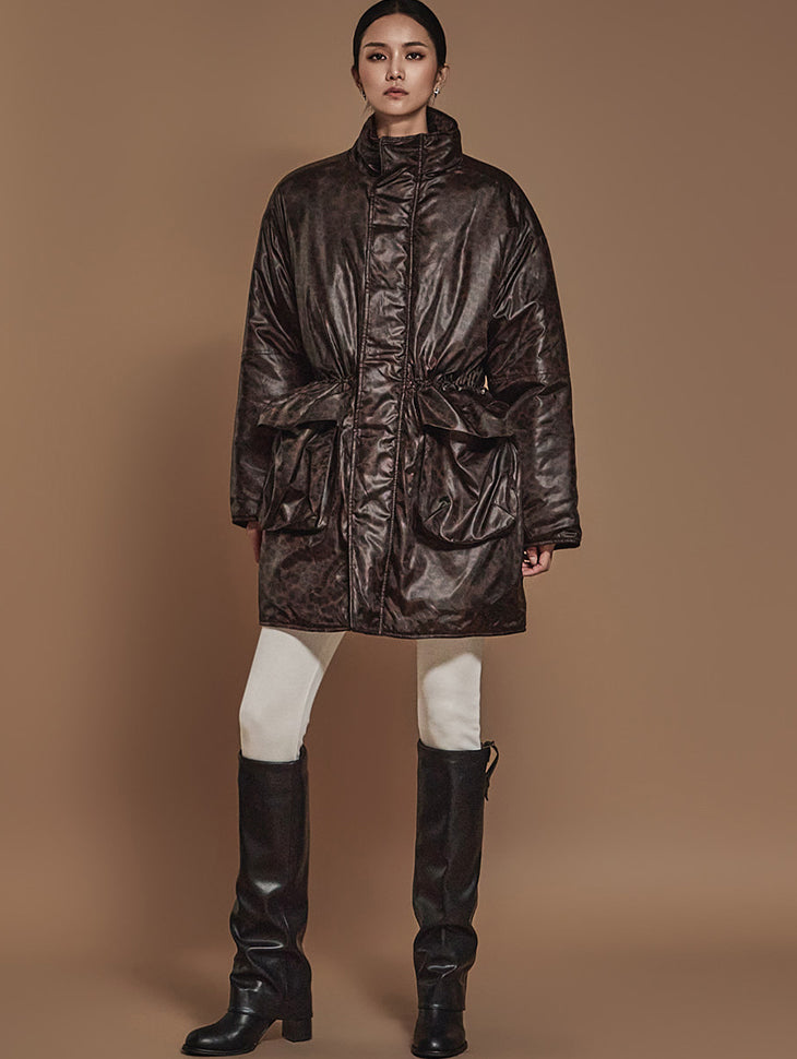 J2448 Glossy Turtleneck Padded Jacket