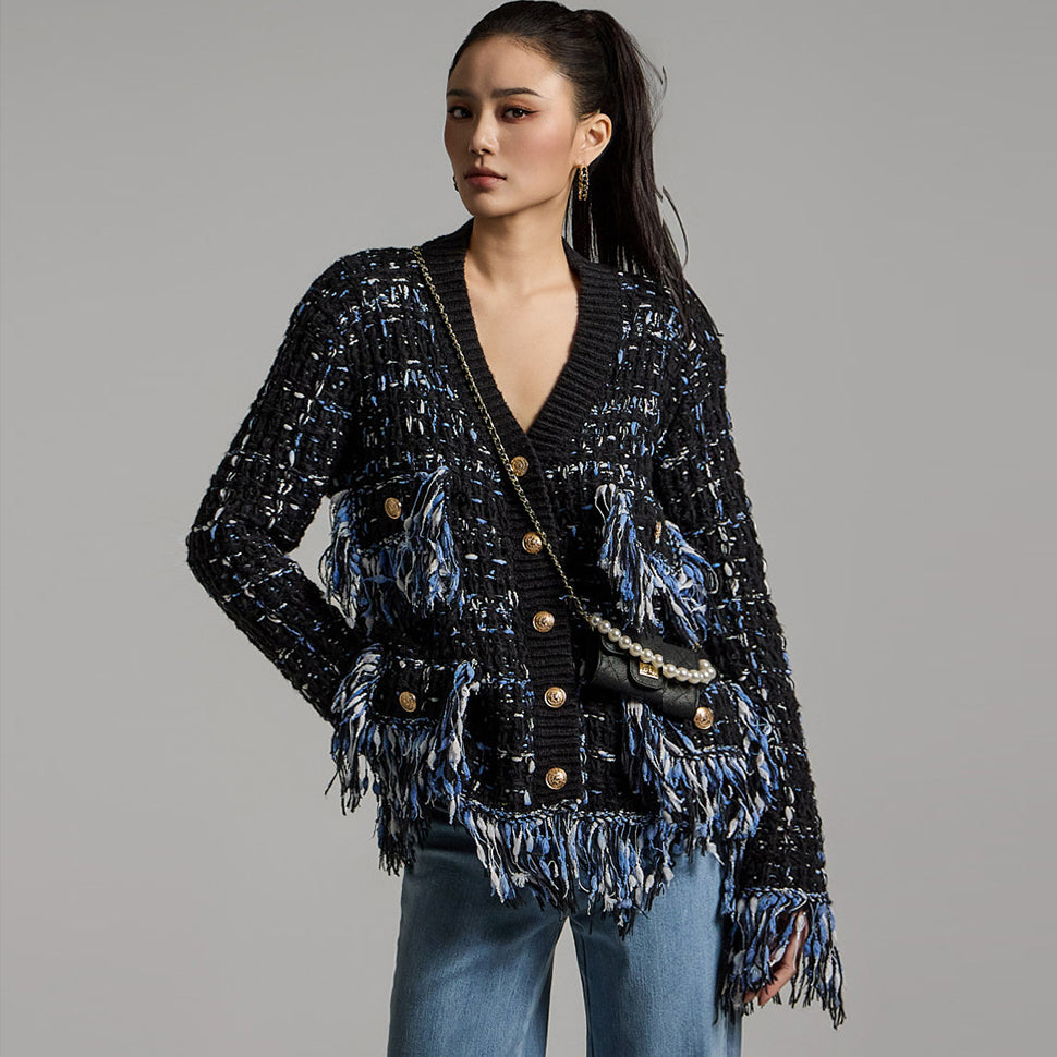 J2683 Fringe Knit Cardigan