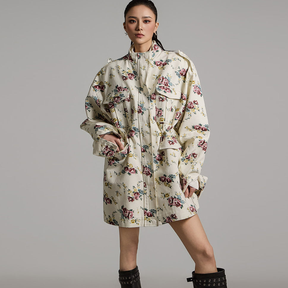 J2688 Flower-Patterned Field Jacket