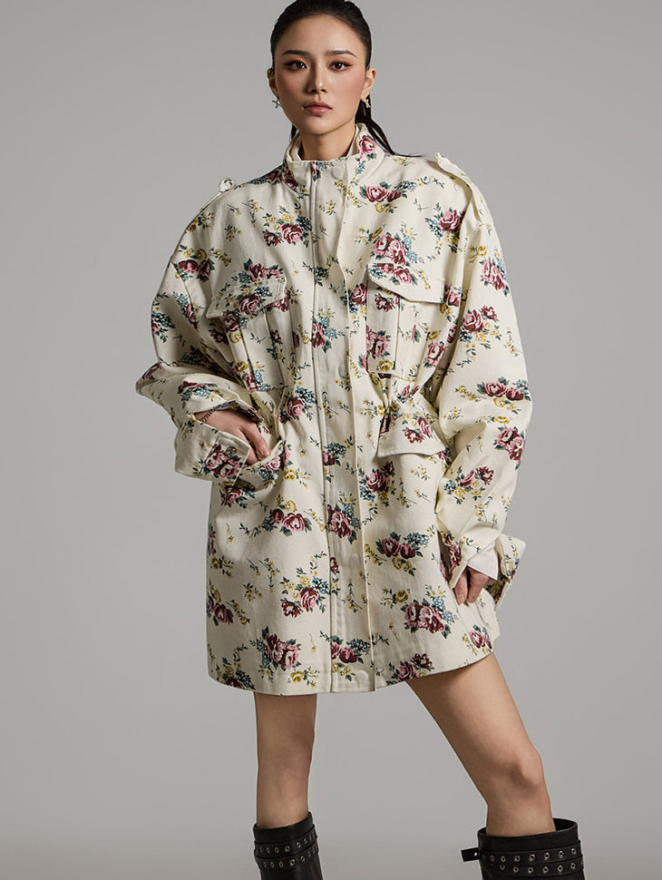 J2688 Flower-Patterned Field Jacket