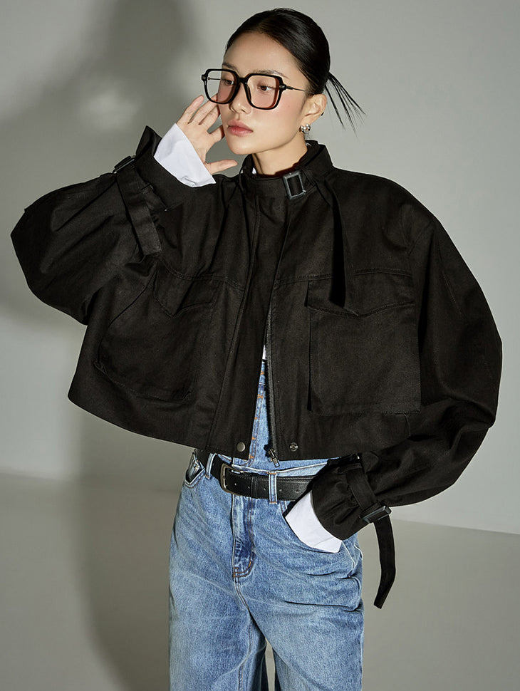 J2816 Cropped Bomber Jacket