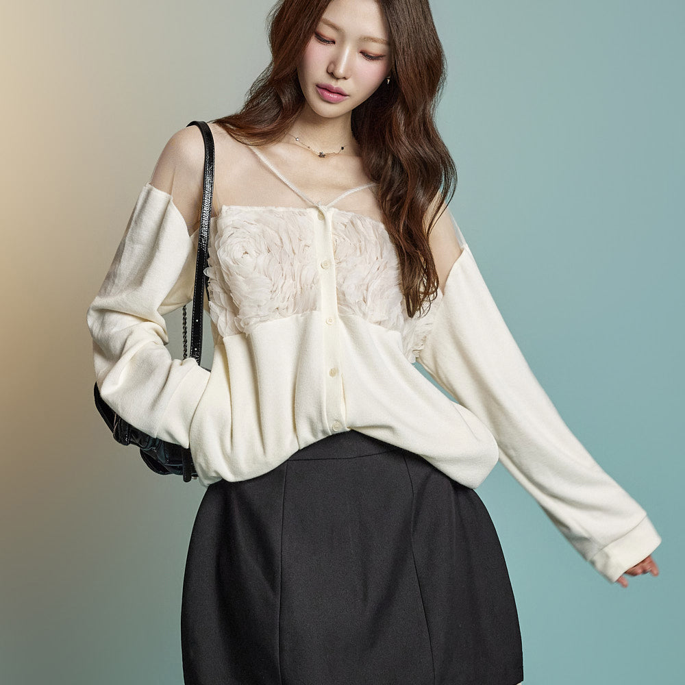 J2819 Sheer Rose Cardigan