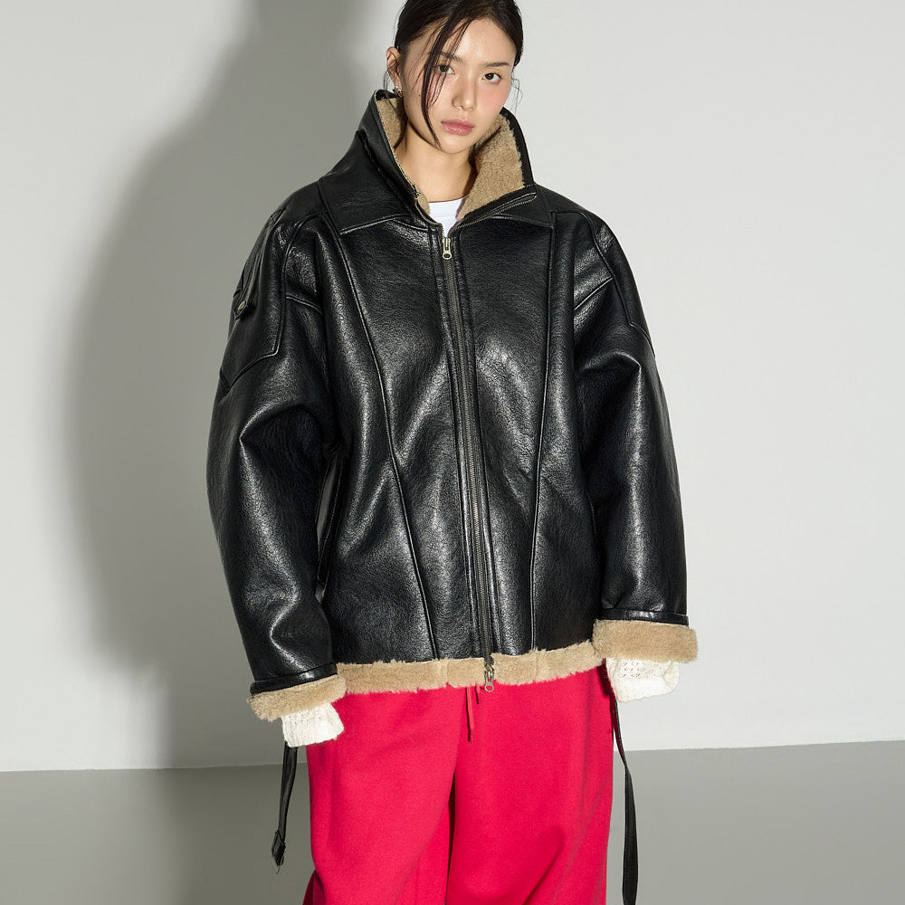 J3051 Leather Shearling Jacket