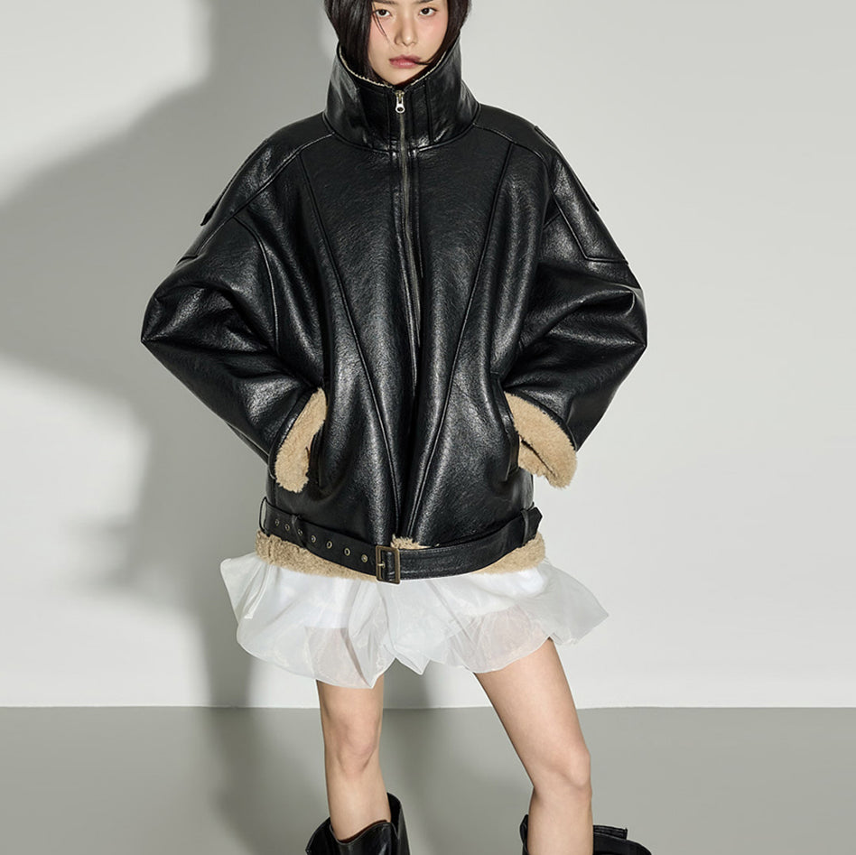 J3051 Leather Shearling Jacket