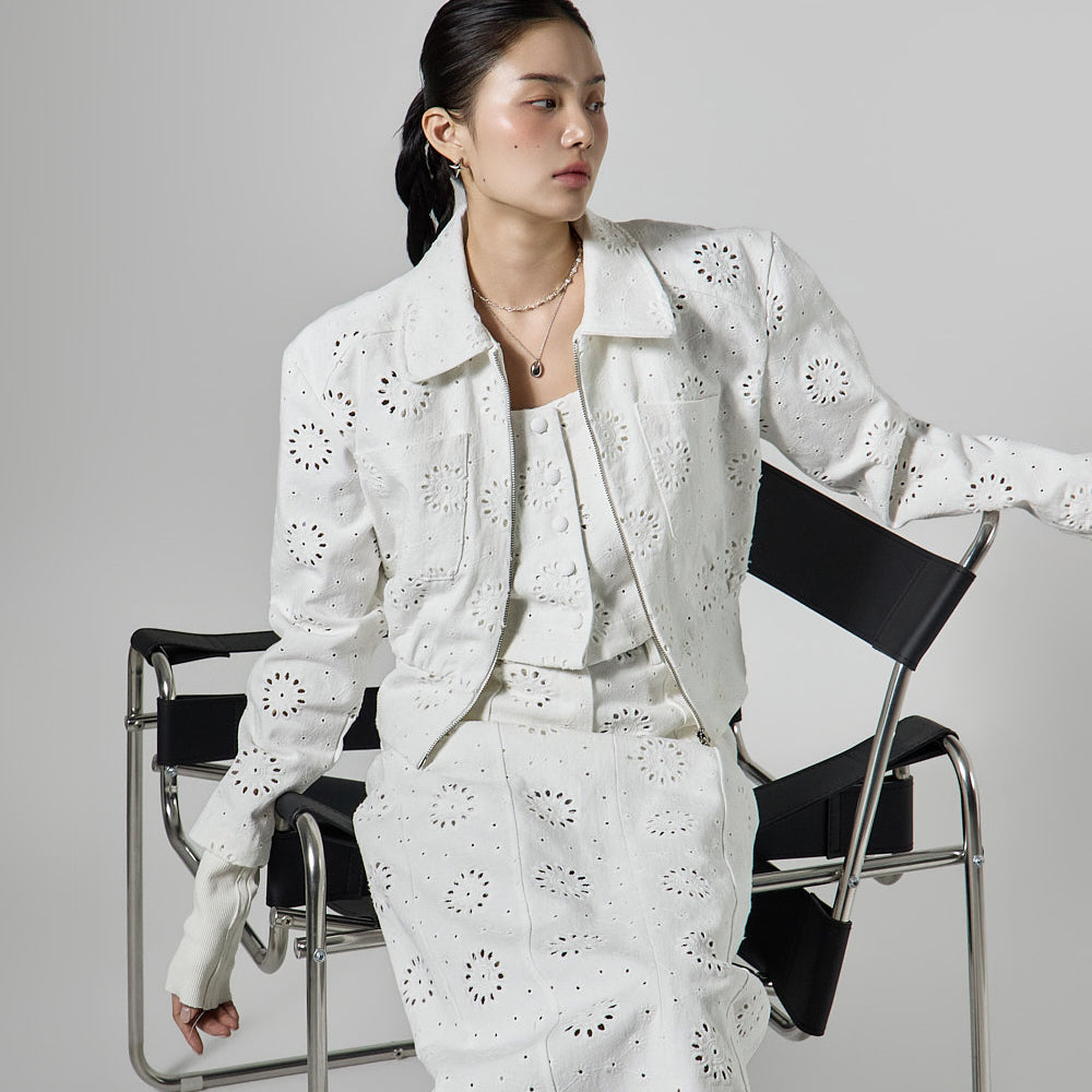 J3099 Eyelet Collar Jacket