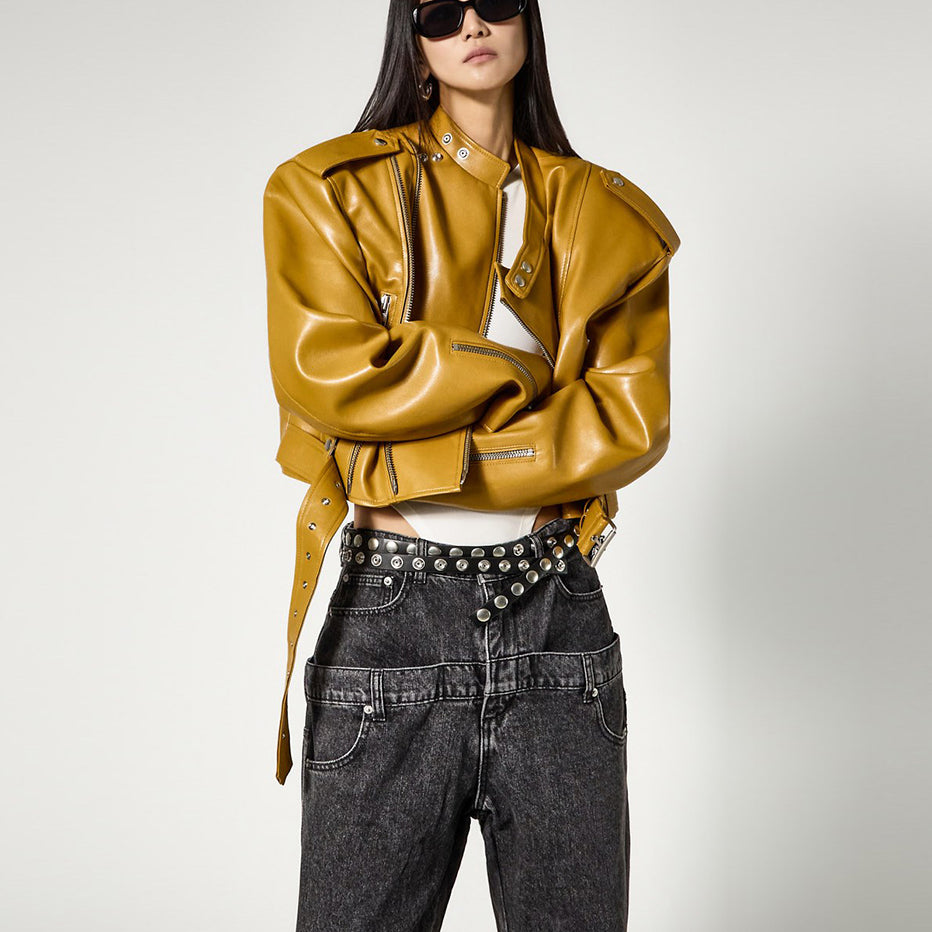 J3144 Vegan Leather Biker Jacket