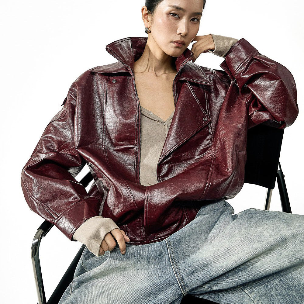 J3286 レザーバイカージャンパー