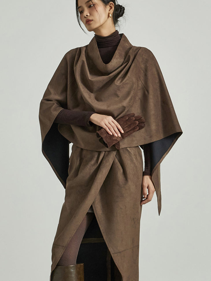 J9345 Suede Drape Cape