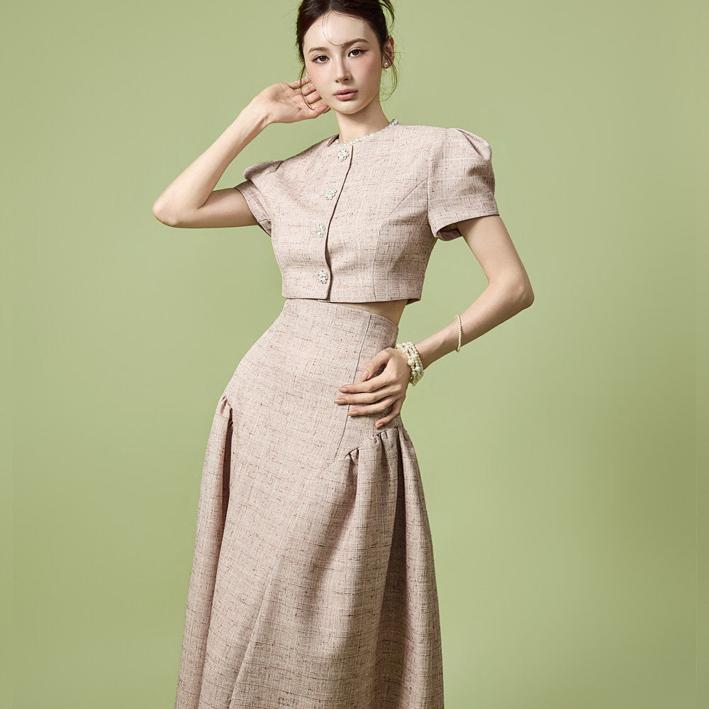 J9374 Tweed Puff Jacket