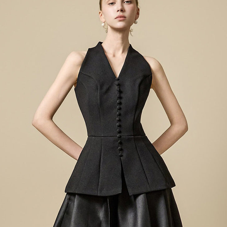 J9375 Peplum Button Vest