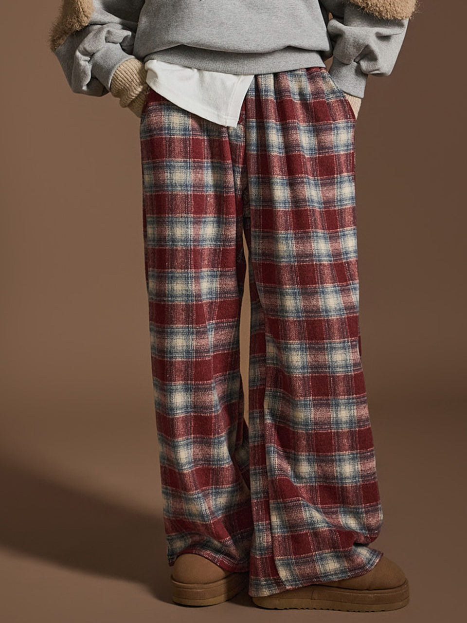 P3331 Plaid Button Pants