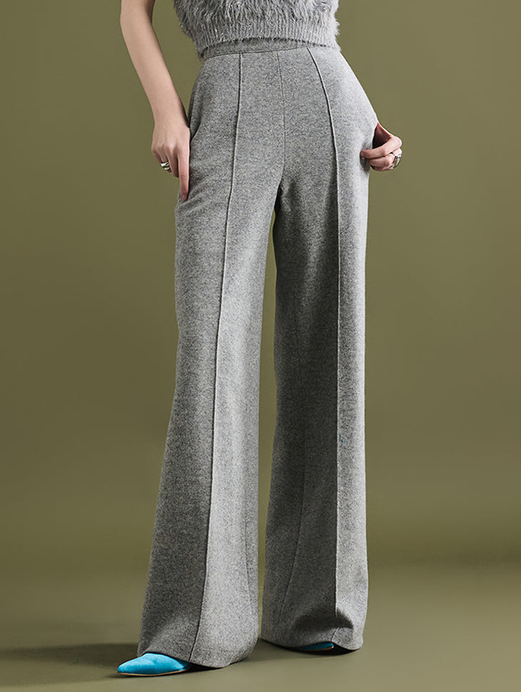 P9065 Pintuck Wide Wool Slacks