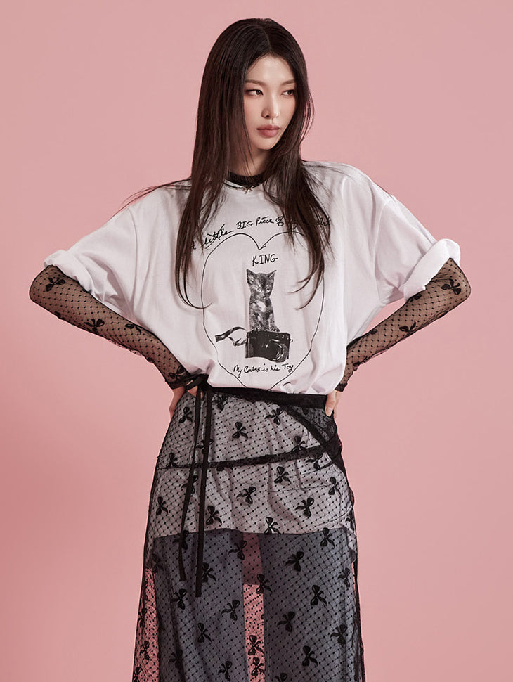 E3295 Printing Oversized Fit Short Sleeve Top