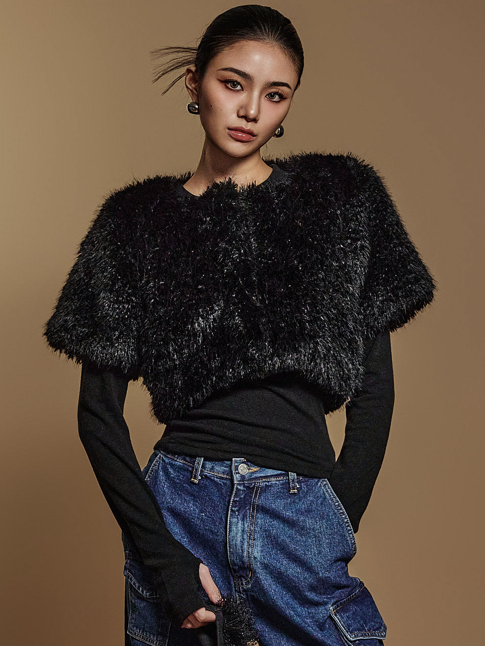 J2509 Fur Cropped Jacket