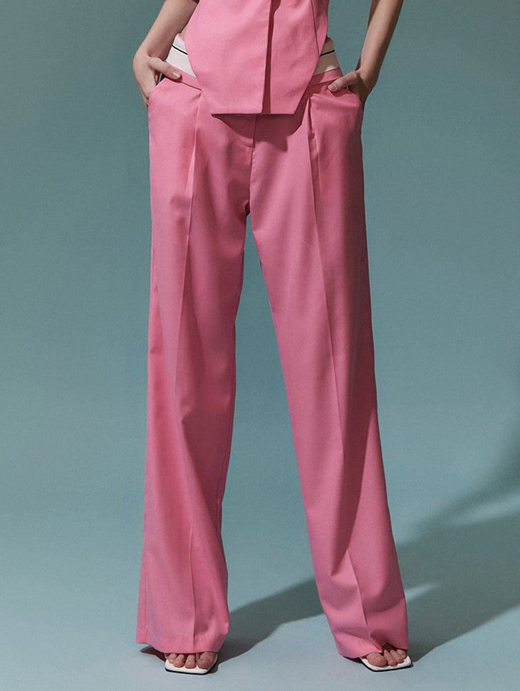 P9137 Low Rise Pintuck Long Slacks