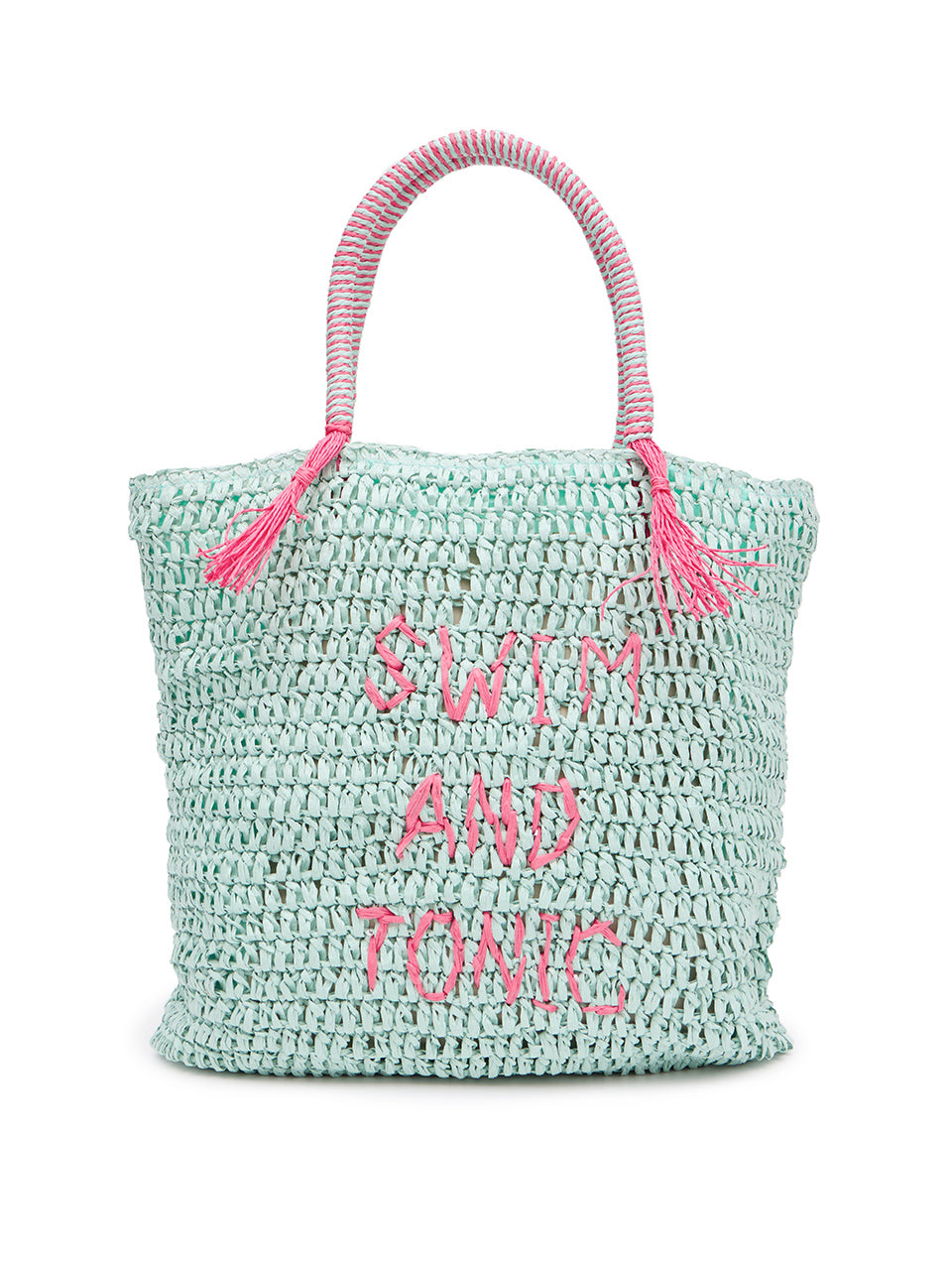 A-1602 Raffia Lettering Handle Bag