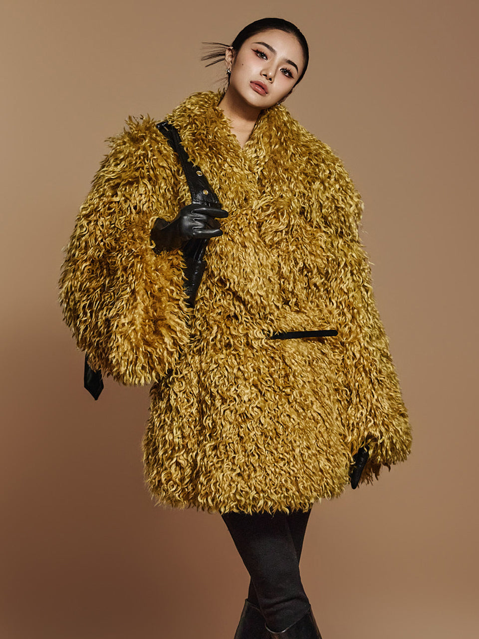 J9298 Fringe fur coat