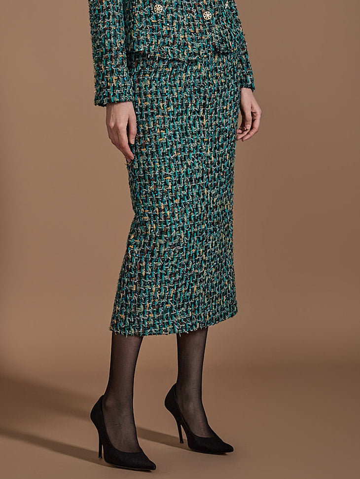 SK2844 Tweed Wool Skirt With Belt