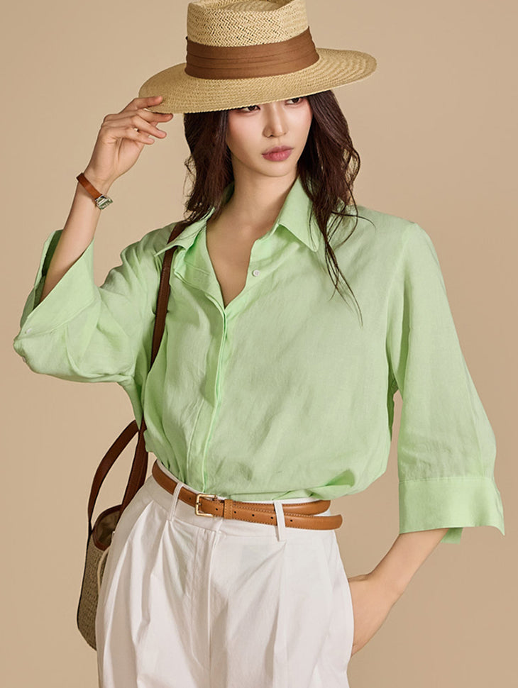 S648 Linen Capri Shirt