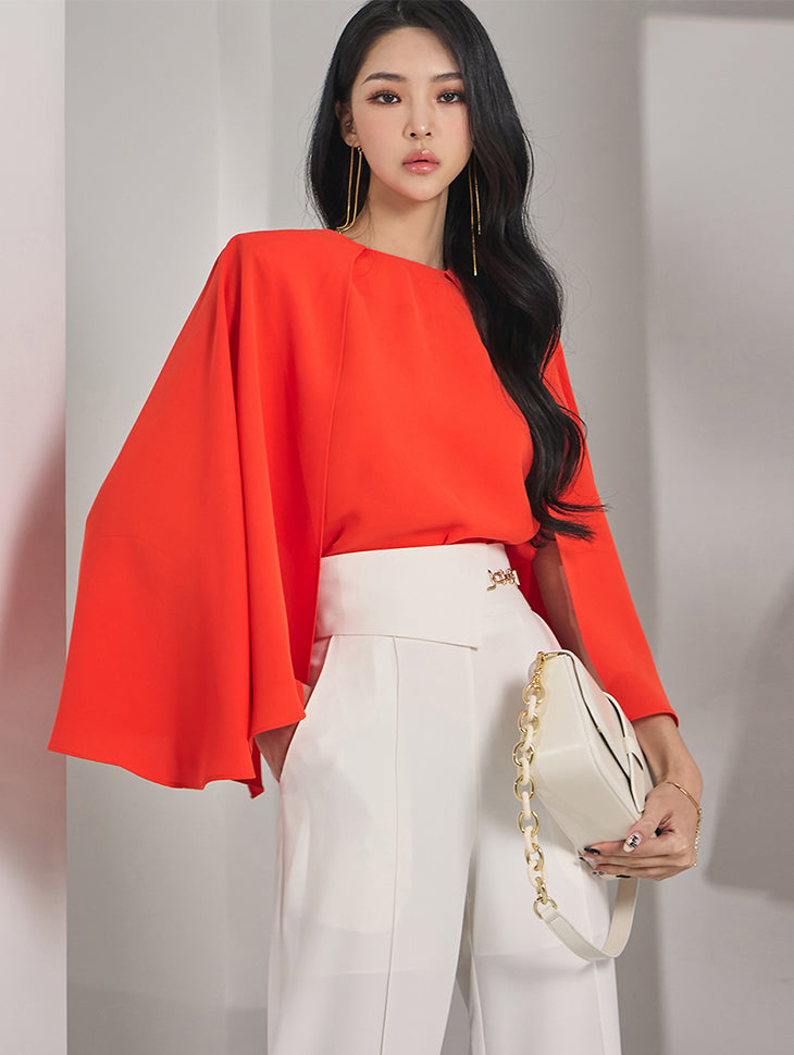 B2723  Sleeveless Cape Design Blouse