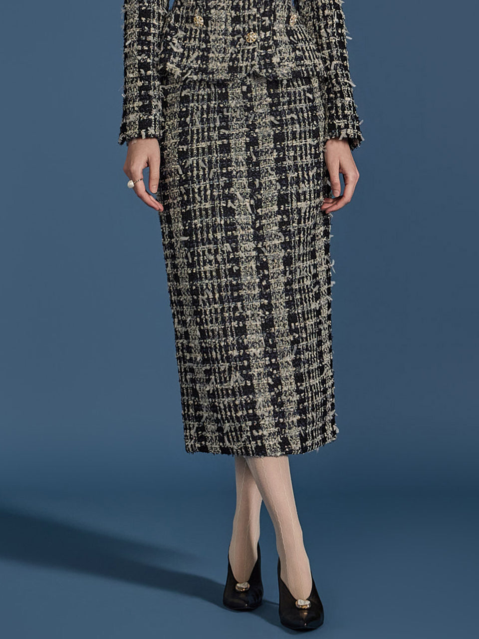 SK2844 Tweed Wool Skirt With Belt