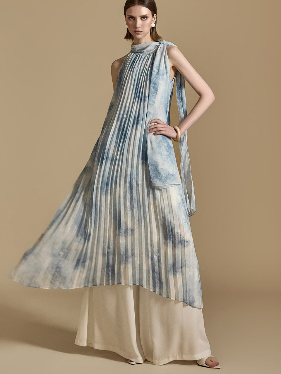 D5068 Tie-Dye Pleated Dress